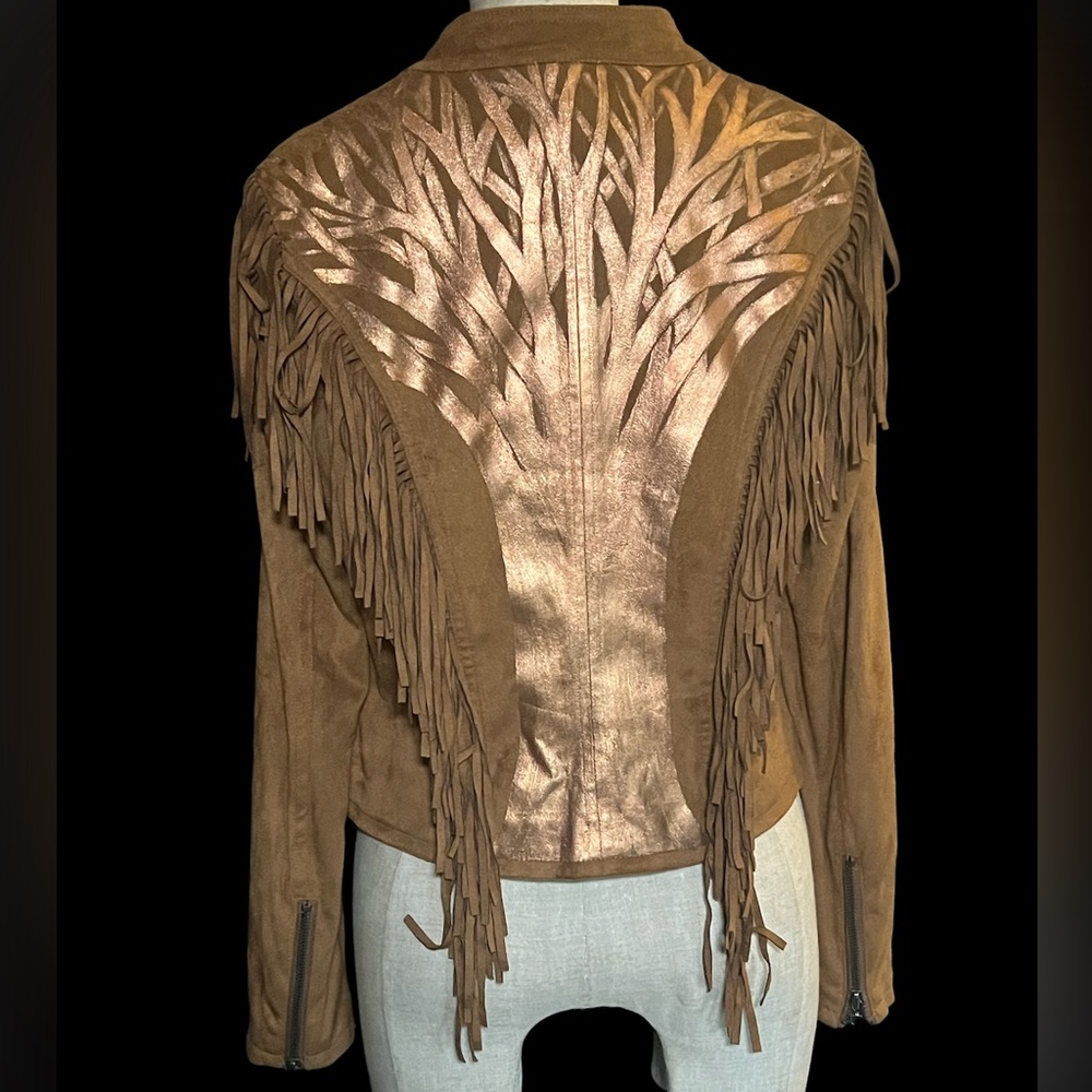 Custom painted tree fringe jacket